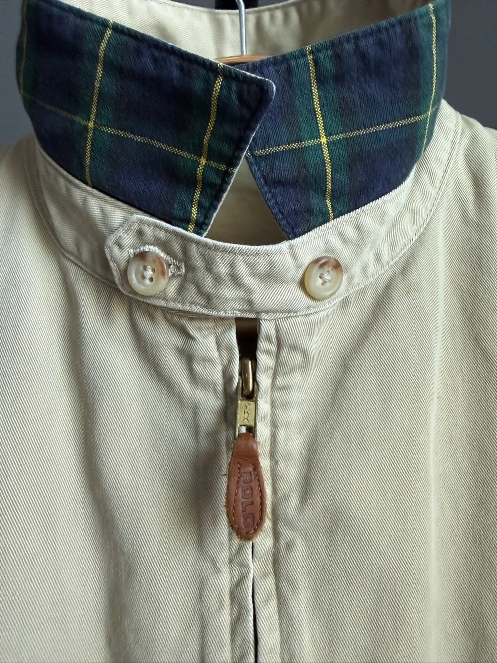 Polo by Ralph Lauren Men's Light Beige Zip-Front Harrington Jacket